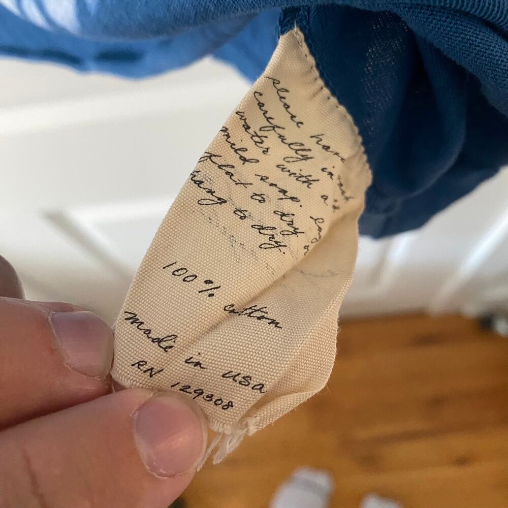 Raquel Allegra Women's T Shirt size 0 Tie Dye Peace T Shirt Blue White - Picture 5 of 14